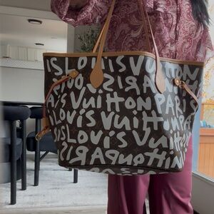 Louis Vuitton Brown and White Graphic Tote